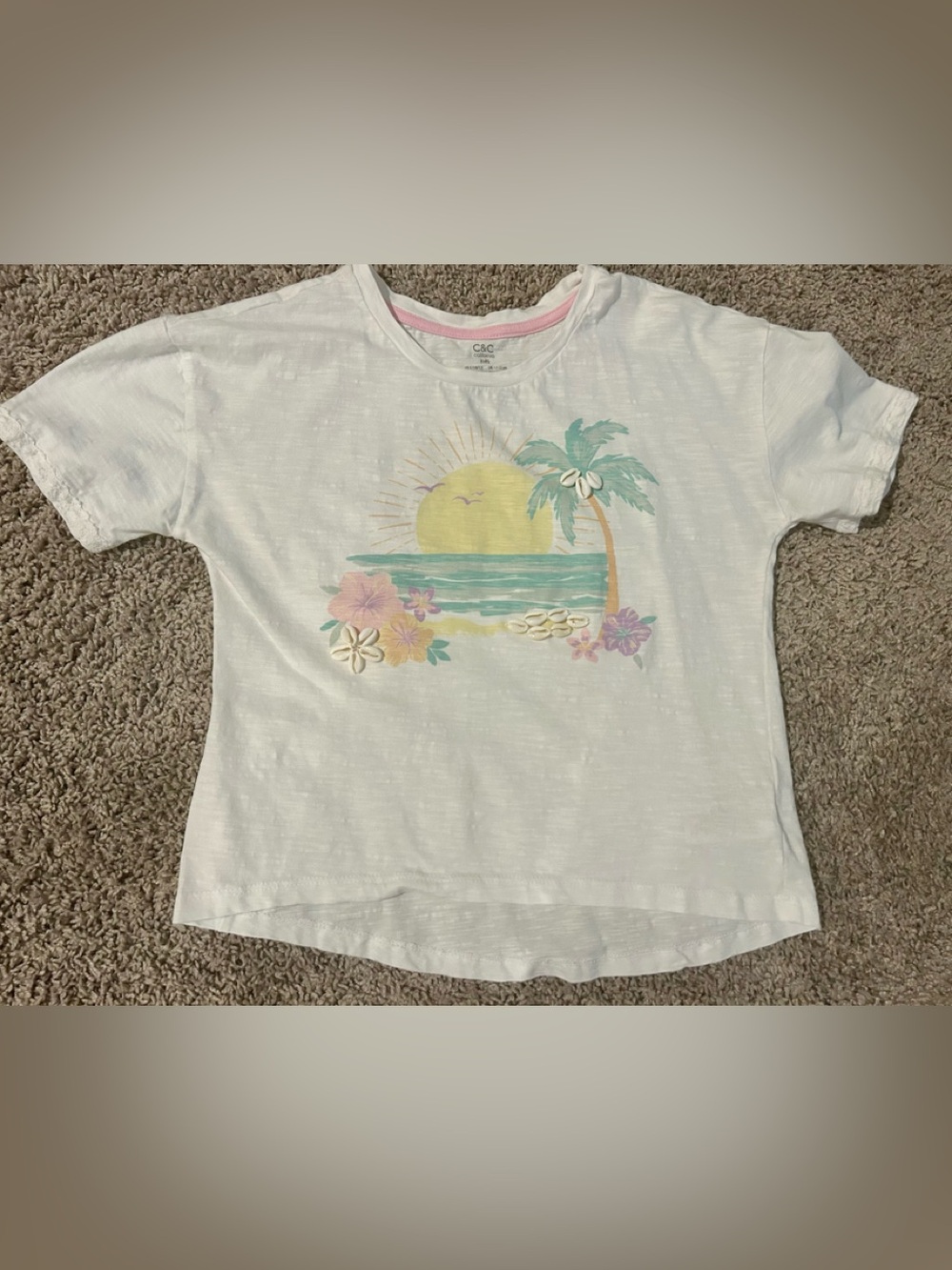 C&C California Pastel Sunset Palm Beach Graphic Tee for girls.